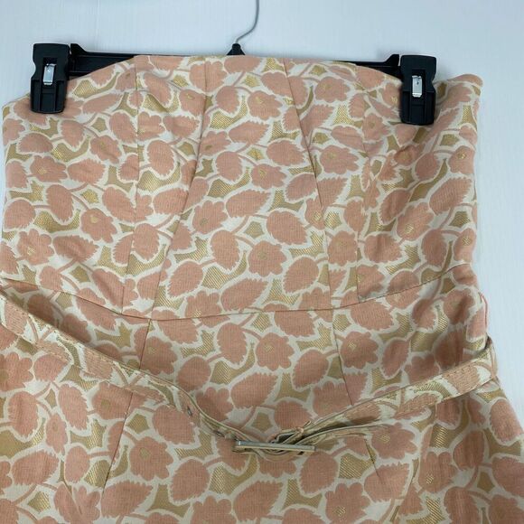 Merona Dress Size 6 Strapless Metallic Gold Peach Lined Built-In Bra Strap Party - Picture 16 of 16